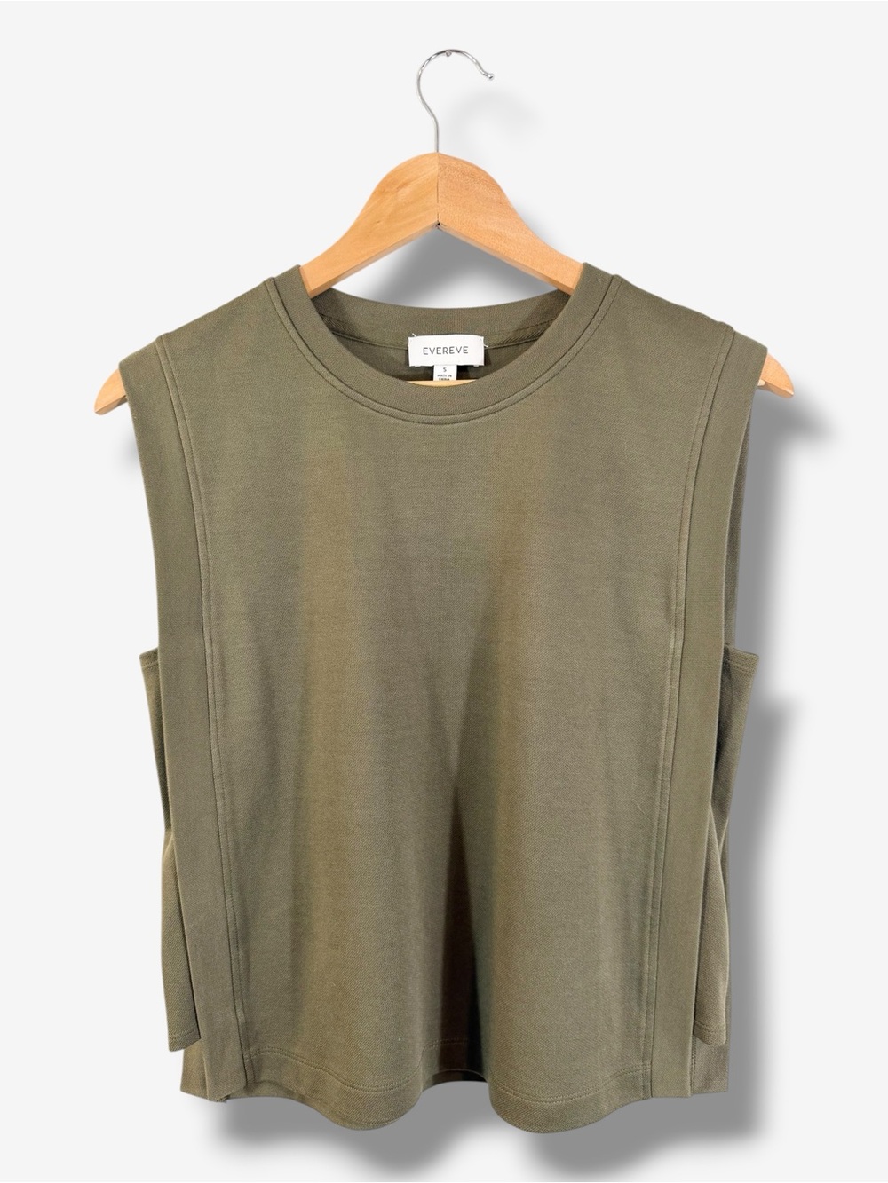 EVEREVE Otis Side Panel Tank Olive Modal Blend Sleeveless Top Size S